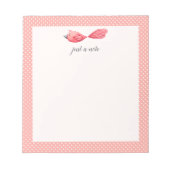 Nur ein Hinweis: Rosa weiße Polka Dot Bird Notepad Notizblock (Vorderseite)