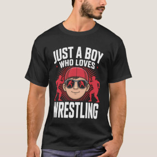 Nur ein Junge, der Amateur-Ringkampf liebt T-Shirt