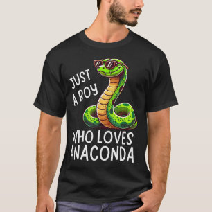 Nur ein Junge, der Anaconda liebt, cooler Schlange T-Shirt