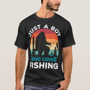 Nur ein Junge, der Angeln liebt, lustiger Angler B T-Shirt
