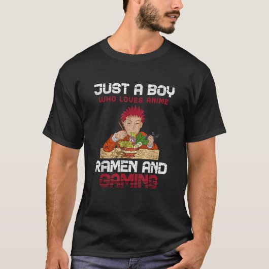 Nur ein Junge, der Anime Ramen und Gaming Otaku Li T-Shirt (Vorderseite)