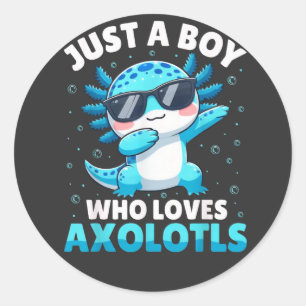 Nur ein Junge, der Axolotl liebt, Kinder Jungen Sü Runder Aufkleber