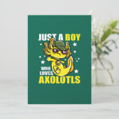 Nur ein Junge, der axolotls Niedliche Kawaii Liebe Einladung (Stehend Vorderseite)