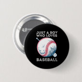 Nur ein Junge, der Baseball Liebe Button (Vorne & Hinten)