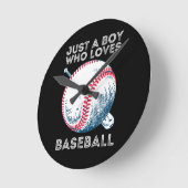 Nur ein Junge, der Baseball Liebe Runde Wanduhr (Winkel)