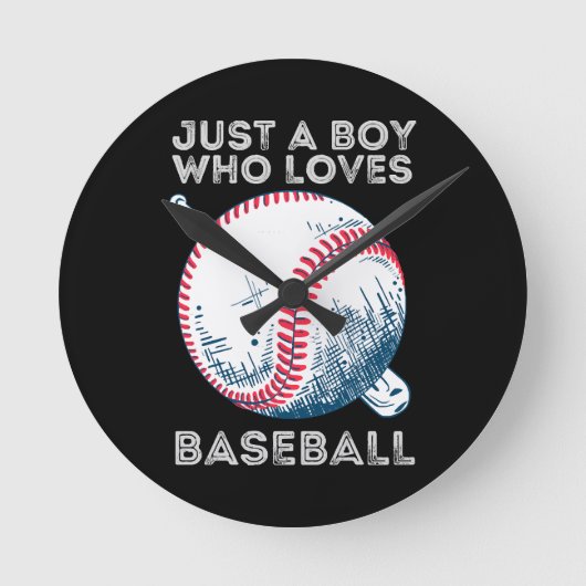 Nur ein Junge, der Baseball Liebe Runde Wanduhr (Vorderseite)