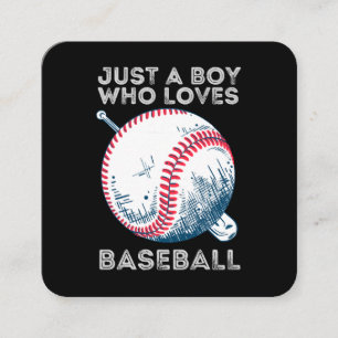 Nur ein Junge, der Baseball liebt Quadratische Visitenkarte