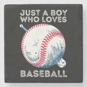 Nur ein Junge, der Baseball liebt Steinuntersetzer