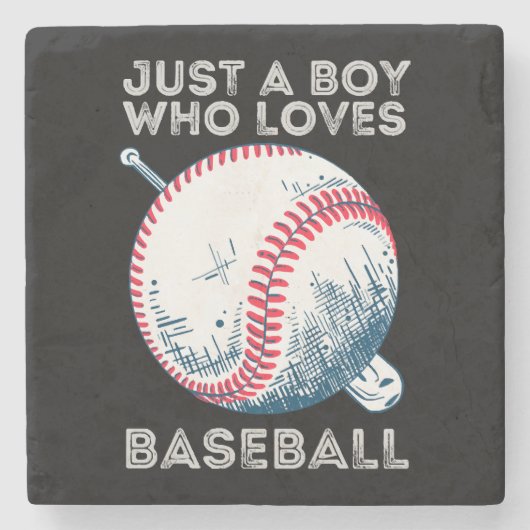 Nur ein Junge, der Baseball liebt Steinuntersetzer (Vorderseite)