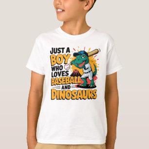 Nur ein Junge, der Baseball und Dinosaurier Liebe T-Shirt