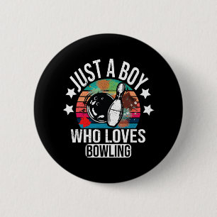 Nur ein Junge, der Bowling Boys Bowler Liebe Button