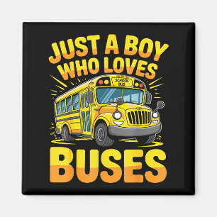 Nur ein Junge, der Busse liebt Schulbus Magnet