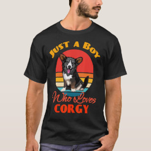 Nur ein Junge, der Cardigan Welsh Corgi Hund liebt T-Shirt