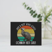 Nur ein Junge, der Cornish Rex Katzen liebt Postkarte (Stehend Vorderseite)