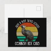 Nur ein Junge, der Cornish Rex Katzen liebt Postkarte (Vorne/Hinten)