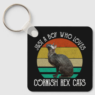 Nur ein Junge, der Cornish Rex Katzen liebt Schlüsselanhänger