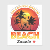 Nur ein Junge, der den Strand Liebe Aufkleber (Blatt)