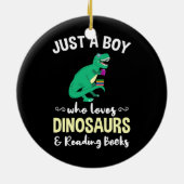 Nur ein Junge, der Dinosaurier Liebe und Bücher li Keramik Ornament (Hinten)