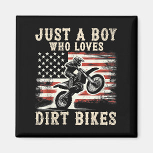 Nur ein Junge, der Dirt Bikes American Flag Moto l Magnet