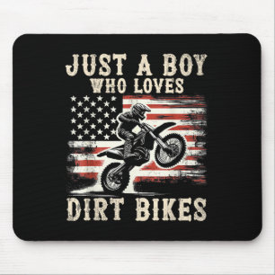 Nur ein Junge, der Dirt Bikes American Flag Moto l Mousepad