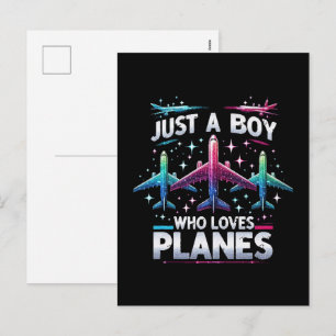 Nur ein Junge, der Flugzeuge liebt Feiertagspostkarte