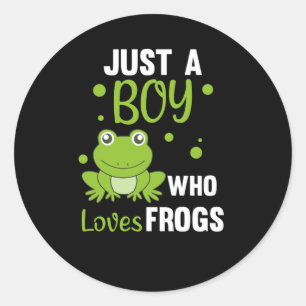 Nur ein Junge, der Frösche liebt, süßer Frosch Runder Aufkleber