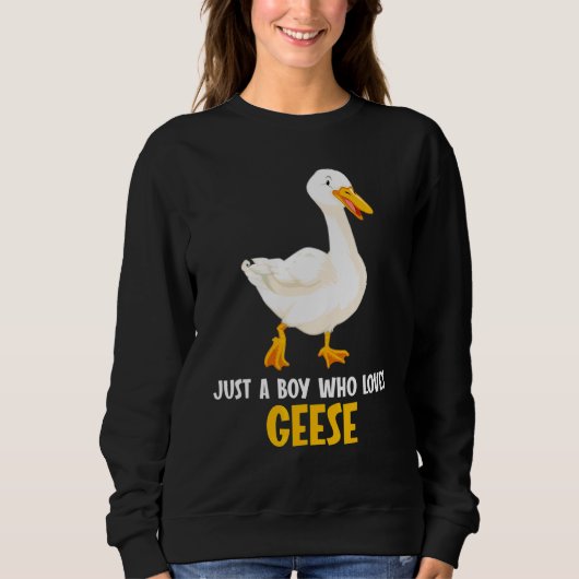 Nur ein Junge, der Gänse liebt Gans Sweatshirt (Vorderseite)