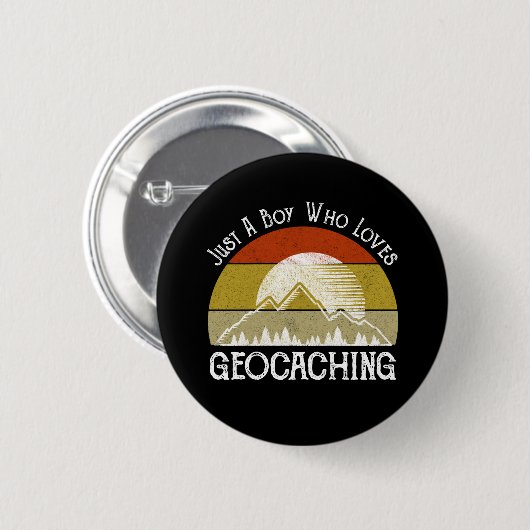 Nur ein Junge, der Geocaching-Lieben Button (Vorne & Hinten)