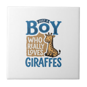 Nur ein Junge, der Giraffen liebt, Vintage-Shirt-D Fliese