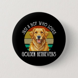 Nur ein Junge, der Golden Retriever liebt Button