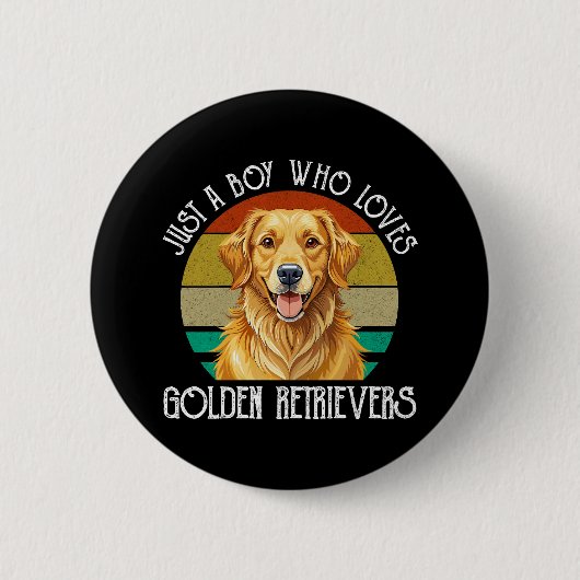 Nur ein Junge, der Golden Retriever liebt Button (Vorderseite)