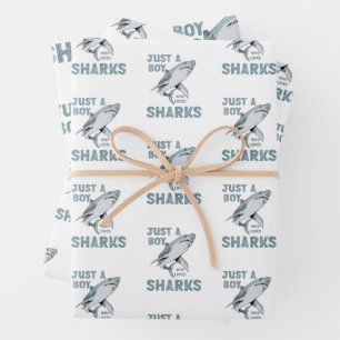 Nur ein Junge, der Hai-Haifisch Lover Liebe Geschenkpapier Set