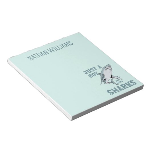 Nur ein Junge, der Hai-Haifisch Lover Liebe Notizblock (angewinkelt)