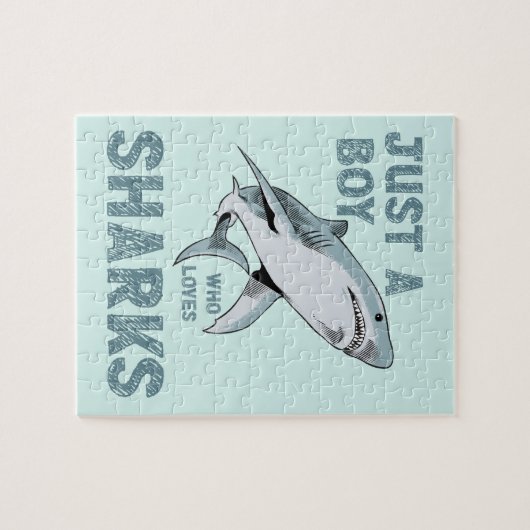 Nur ein Junge, der Hai-Haifisch Lover Liebe Puzzle (Horizontal)