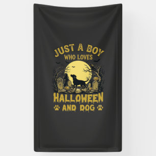 Nur ein Junge, der Halloween-Hund Vollmond liebt Banner