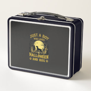 Nur ein Junge, der Halloween-Hund Vollmond liebt Metall Brotdose