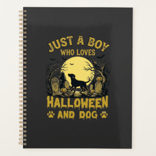 Nur ein Junge, der Halloween-Hund Vollmond liebt Planer