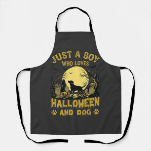 Nur ein Junge, der Halloween-Hund Vollmond liebt Schürze