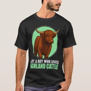 Nur ein Junge, der Highland-Rinder Highland-Kuh li T-Shirt