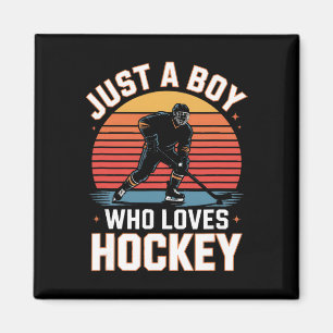 Nur ein Junge, der Hockey liebt Retro-Eishockeyspi Magnet