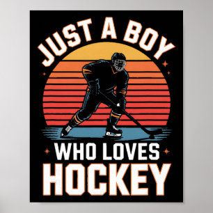 Nur ein Junge, der Hockey liebt Retro Eishockeyspi Poster