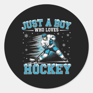 Nur ein Junge, der Hockey-Spieler Eishockey-Kinder Runder Aufkleber