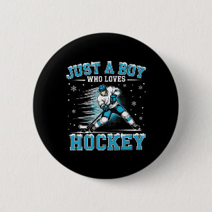 Nur ein Junge, der Hockeyspieler Eishockey Kinder Button