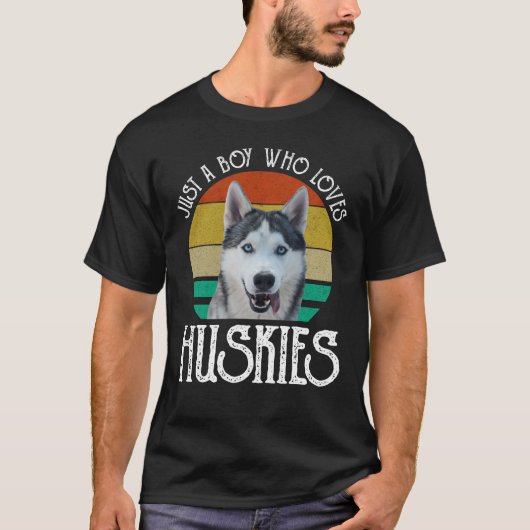 Nur ein Junge, der Huskies Liebe T-Shirt (Vorderseite)