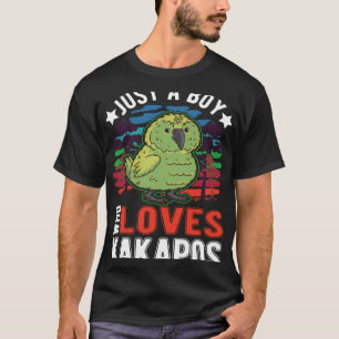 Nur ein Junge, der Kakapos liebt Neuseeland-Papage T-Shirt