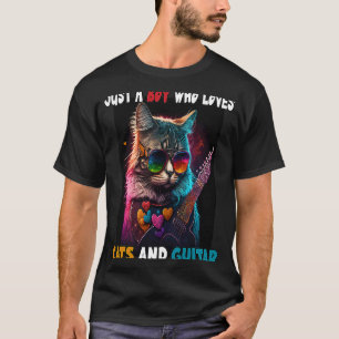 Nur ein Junge, der Katzen und Gitarre liebt Süße K T-Shirt