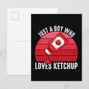 Nur ein Junge, der Ketchup Lieben Einladungspostkarte