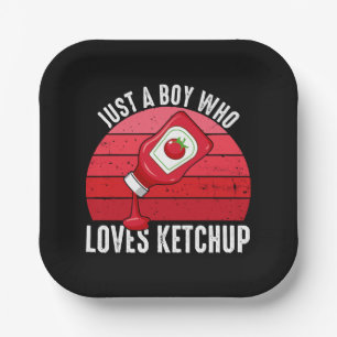 Nur ein Junge, der Ketchup liebt Pappteller