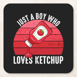 Nur Ein Junge Der Ketchup Liebt Rechteckiger Pappuntersetzer