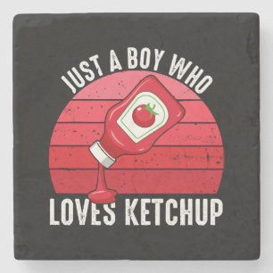 Nur ein Junge, der Ketchup liebt Steinuntersetzer